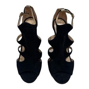Jimmy Choo Tida Suede Cutout Sandals in Black Suede